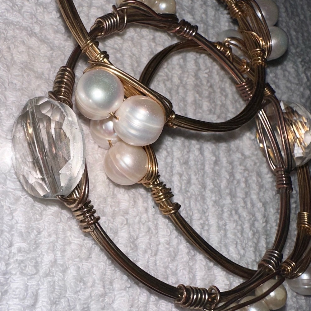 Chunky Gold Wire Wrap Bangle Stackable Bracelets … - image 4